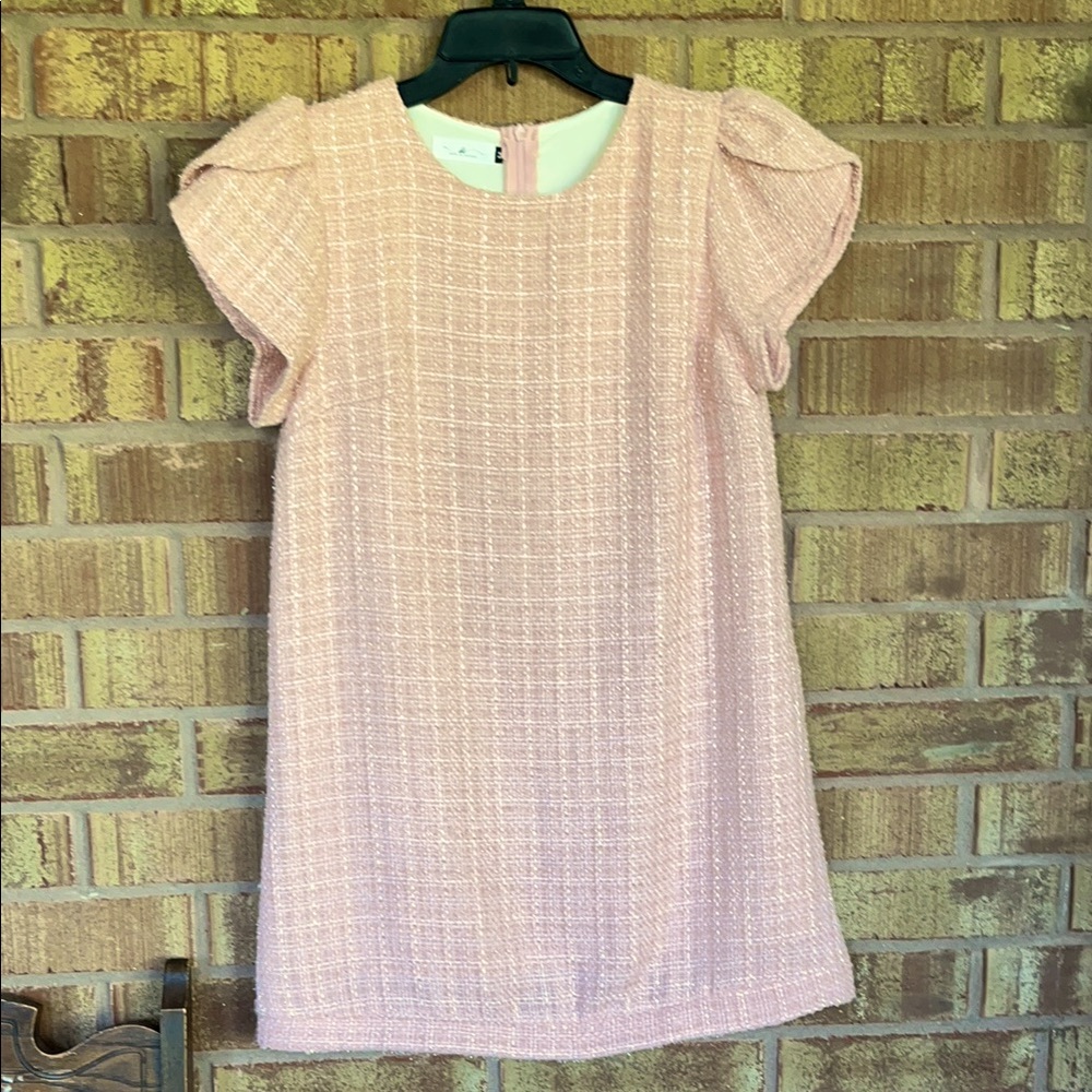 Charming Pink Tweed Kids Dress